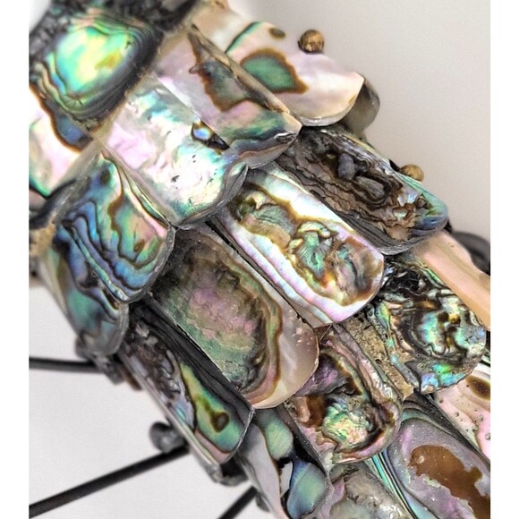 Vintage Brass Abalone Articulated Trout Bottle Opener Fish Barware Breweriana - Picture 4 of 9